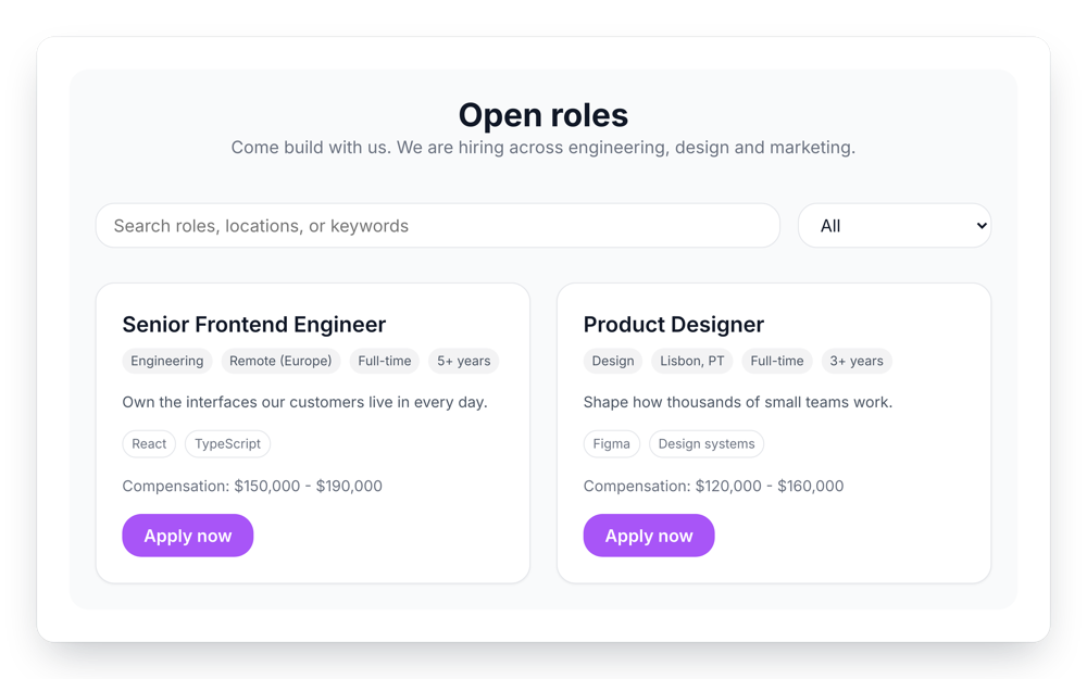 Careers Page preview